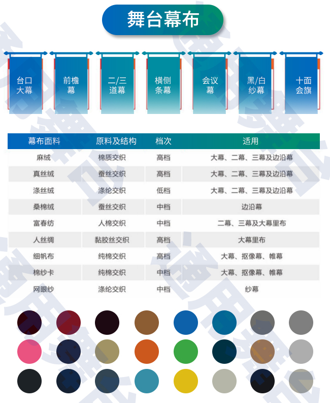 裝飾炫麗舞臺，提升演出效果！通用舞臺教您一圖看懂舞臺阻燃幕布